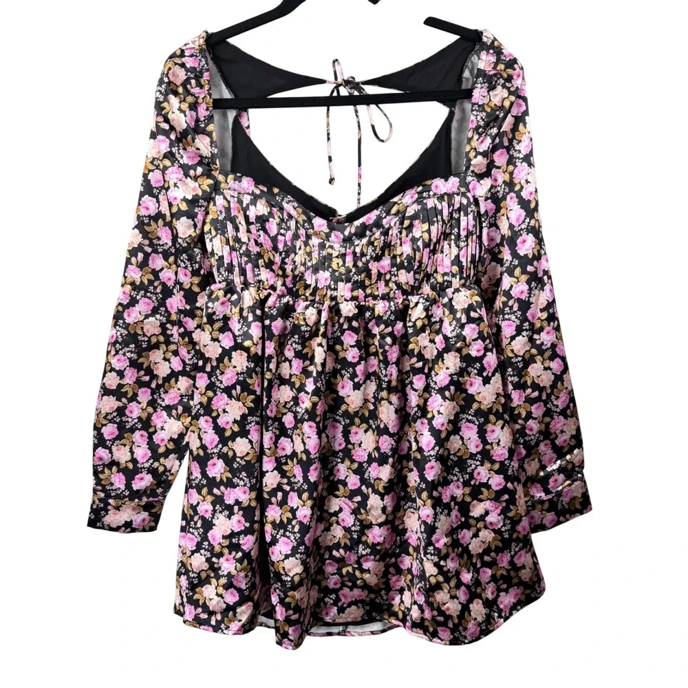 NEW NWT Love & Lemons Kate Mini Dress Floral Babydoll‎ Medium Satin Coquette